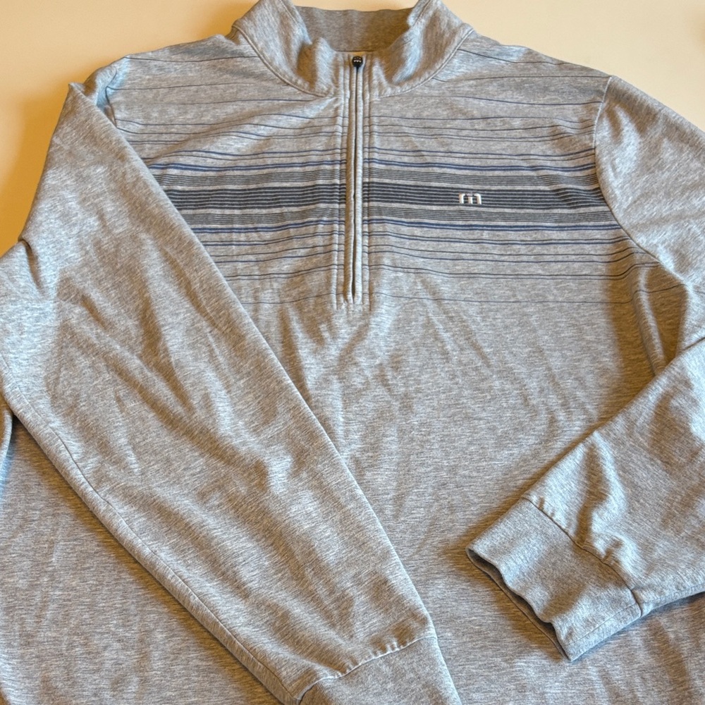 Travis Mathew Light Gray Zip-Up Sweater